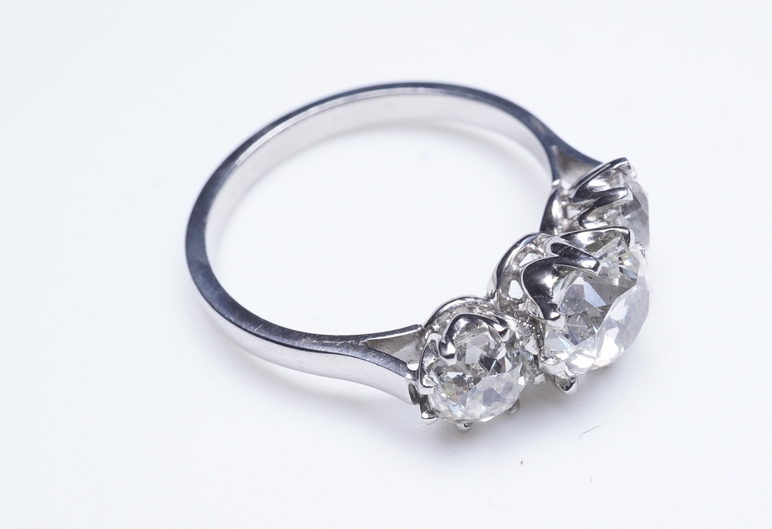 A three-stone diamond ring